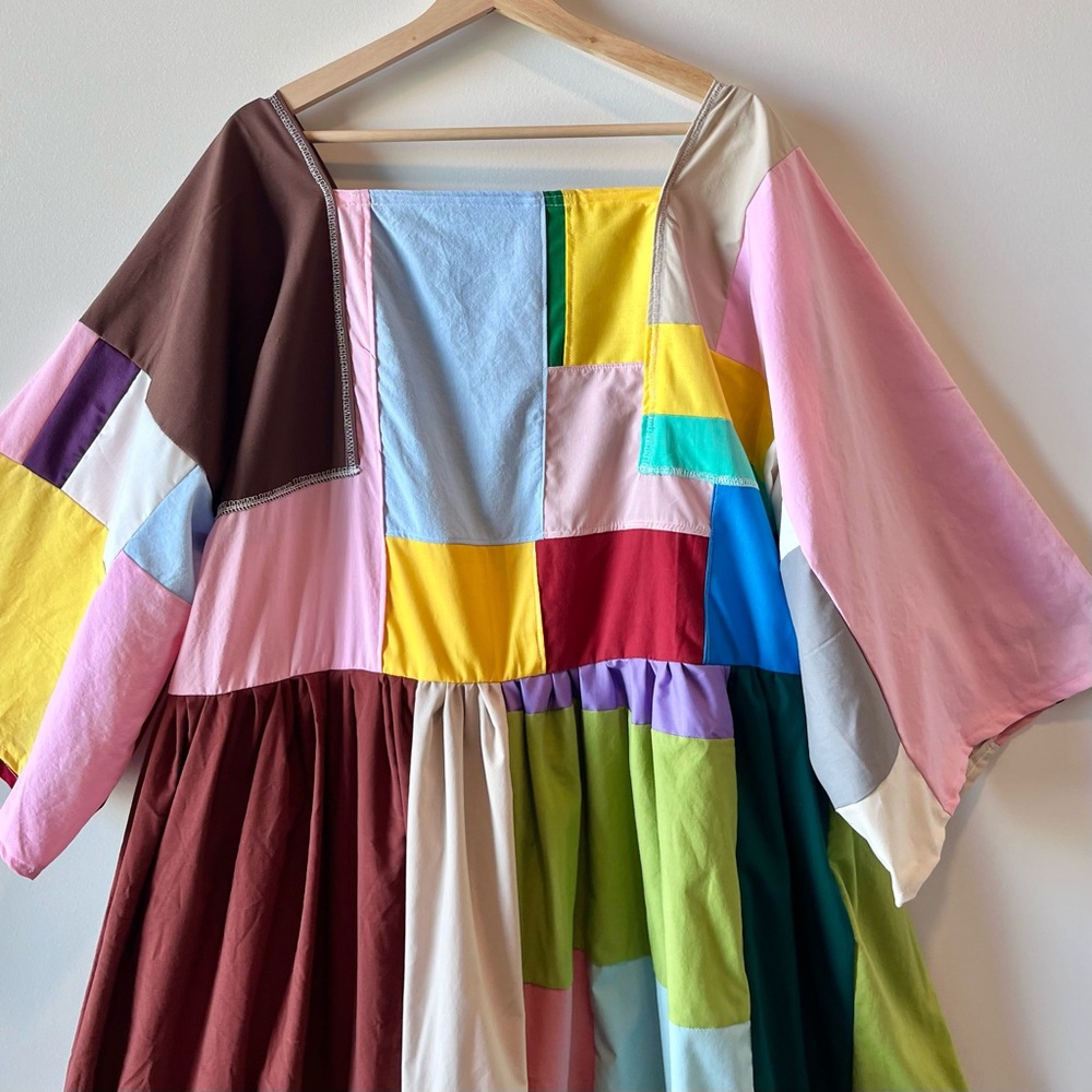 Handmade Quilted Patchwork Colorblock Dress SKU 02261 - Picture 7 of 16